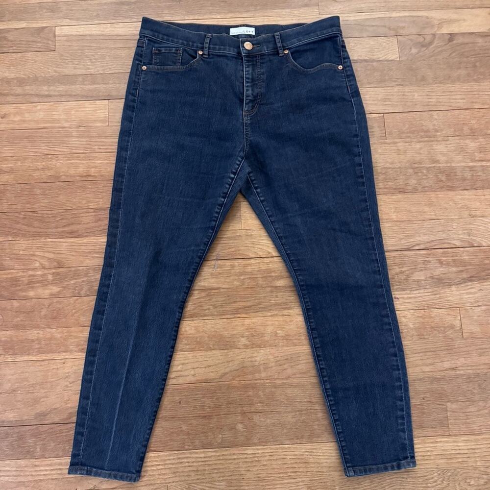 Loft women's dark wash skinny high rise ankle jeans pants size 12
b50
